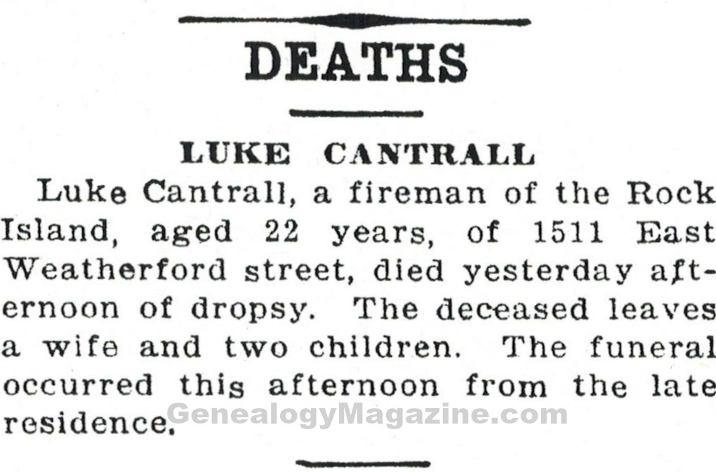 CANTRALL, Luke obituary 2