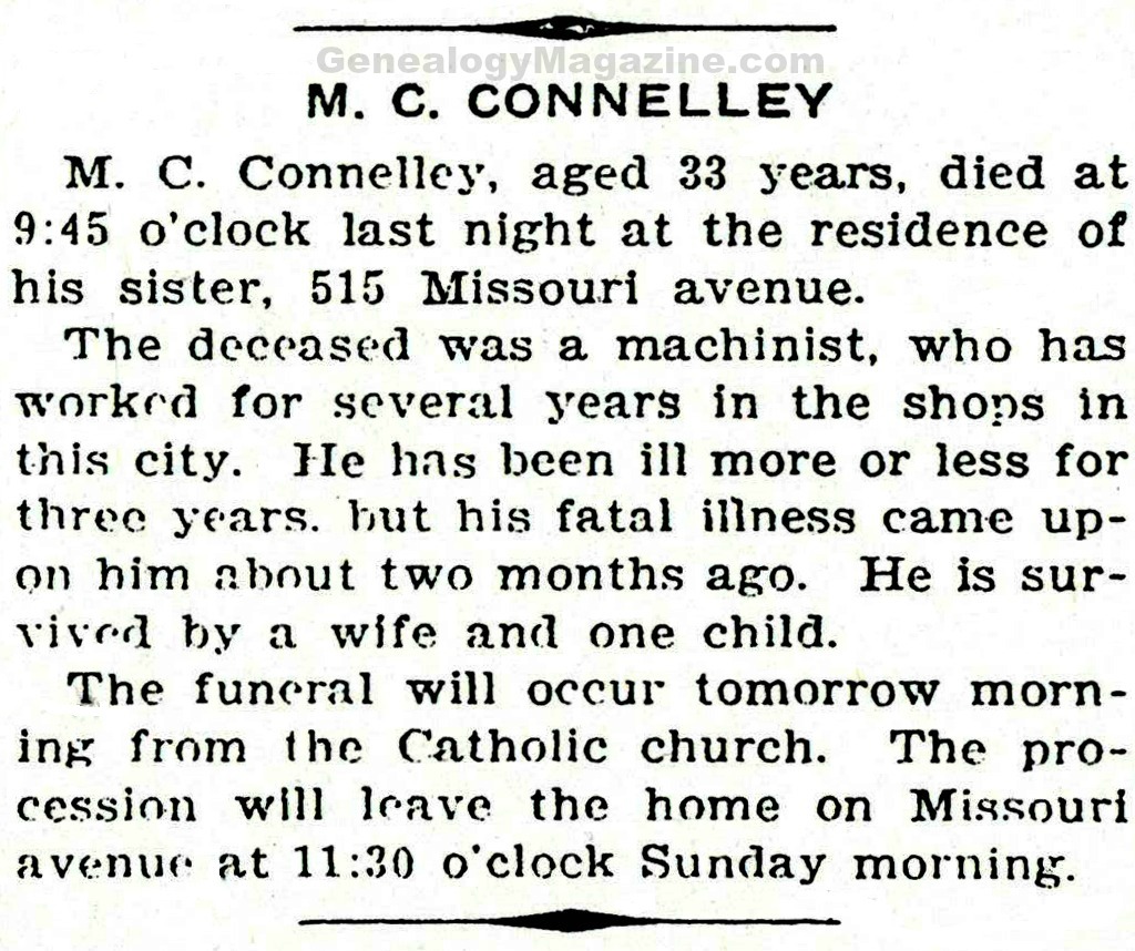 CONNELLEY, M C obituary 2