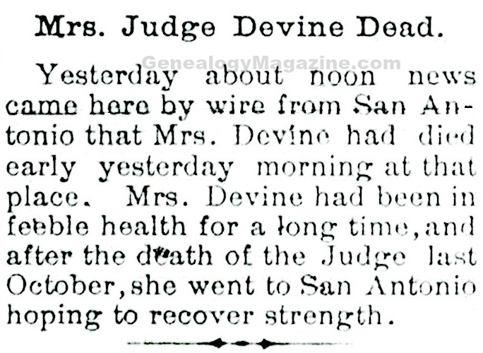 DEVINE, Mrs obituary