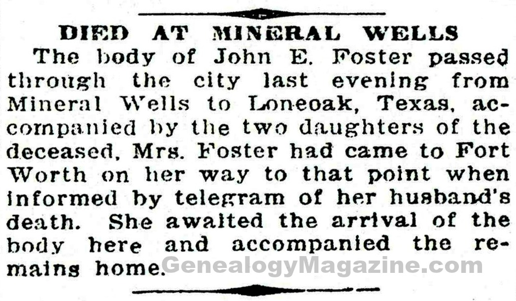 FOSTER, John E obituary 2