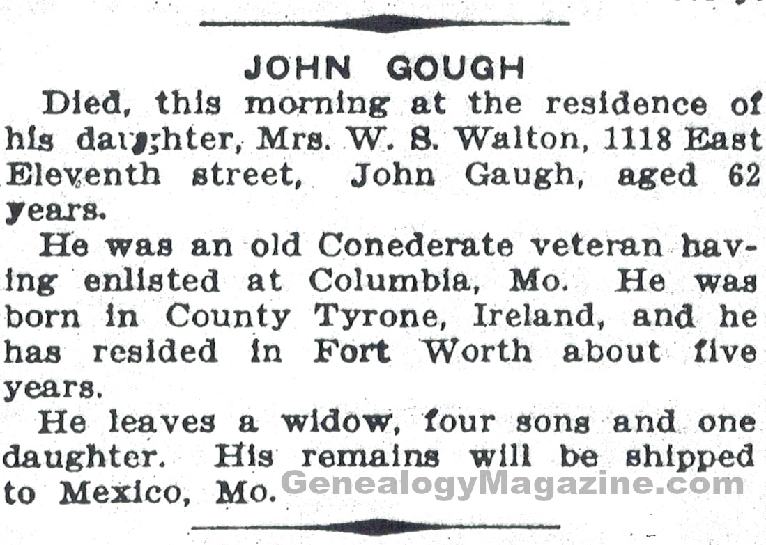 GOUGH, John obituary 2