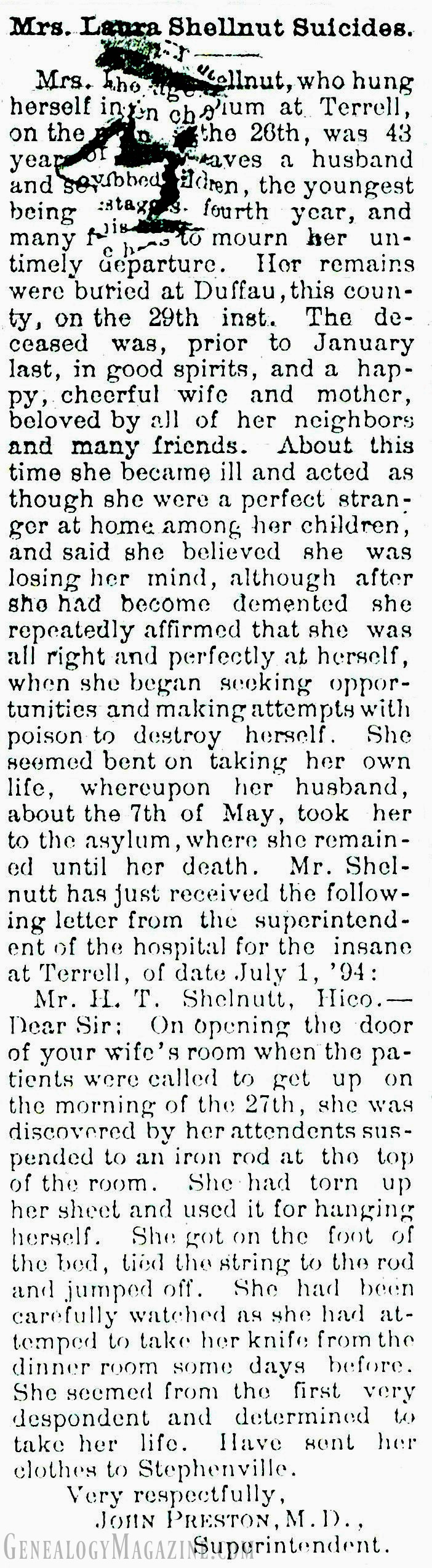 SHELLNUT, Laura obituary