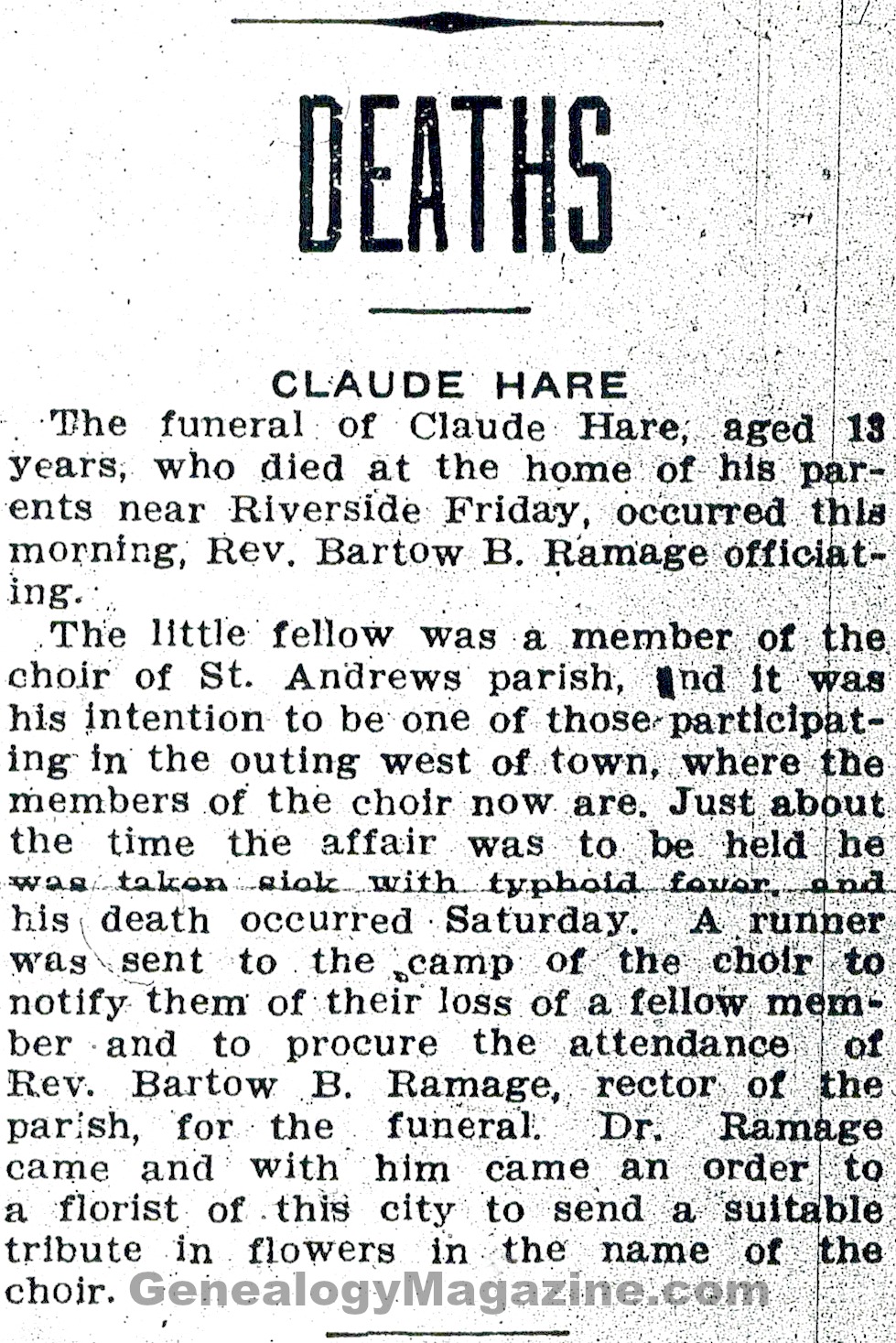 Claude Hare obituary