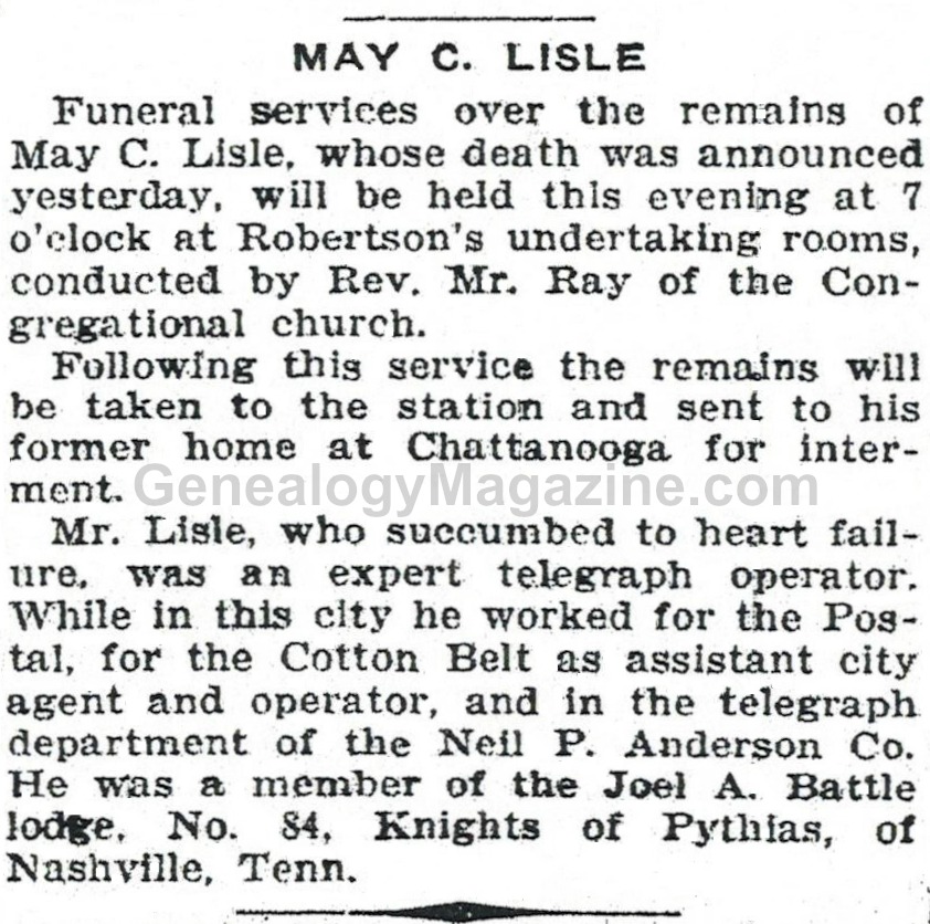 May C. Lisle obituary