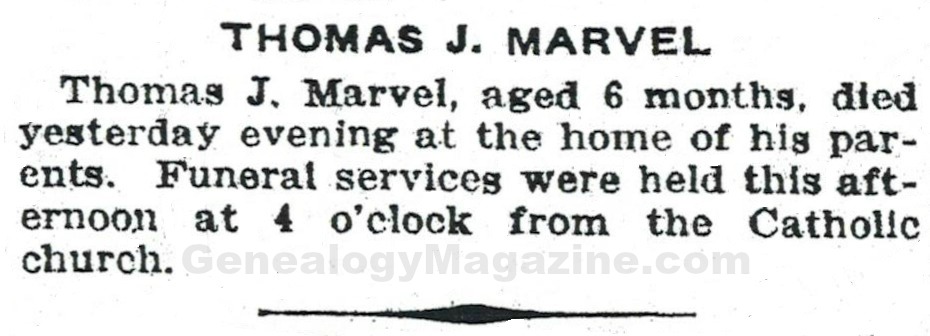 MARVEL, Thomas J obituary 2