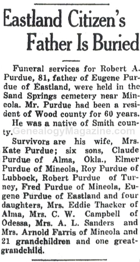 PURDUE, Robert A obituary