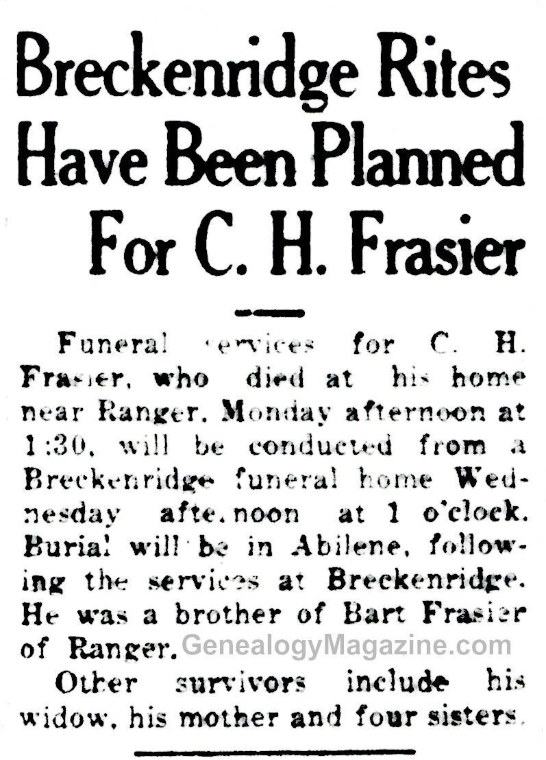 C H FRASIER obituary