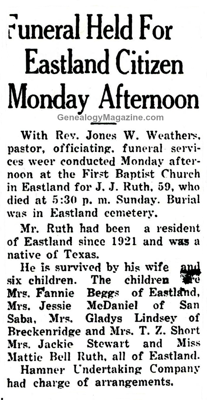 J J Ruth obituary