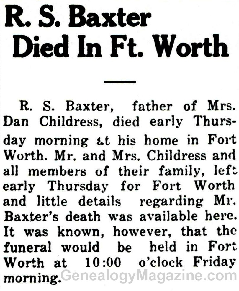 R. S. BAXTER obituary