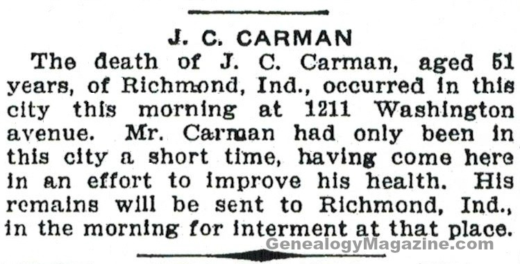 J. C. Carman obituary