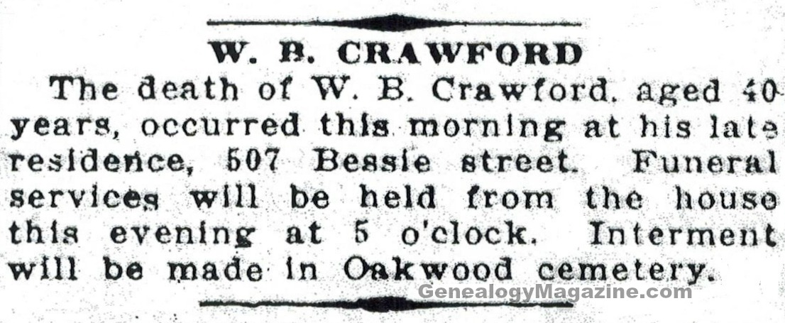 W. B. CRAWFORD obituary
