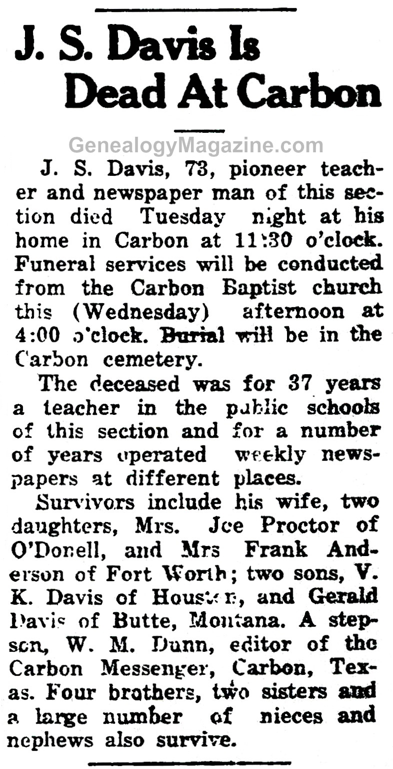 J. S. DAVIS obituary