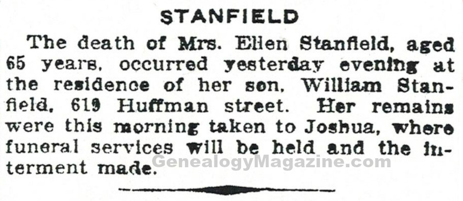 Ellen Stanfield obituary